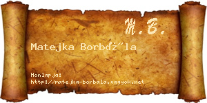 Matejka Borbála névjegykártya